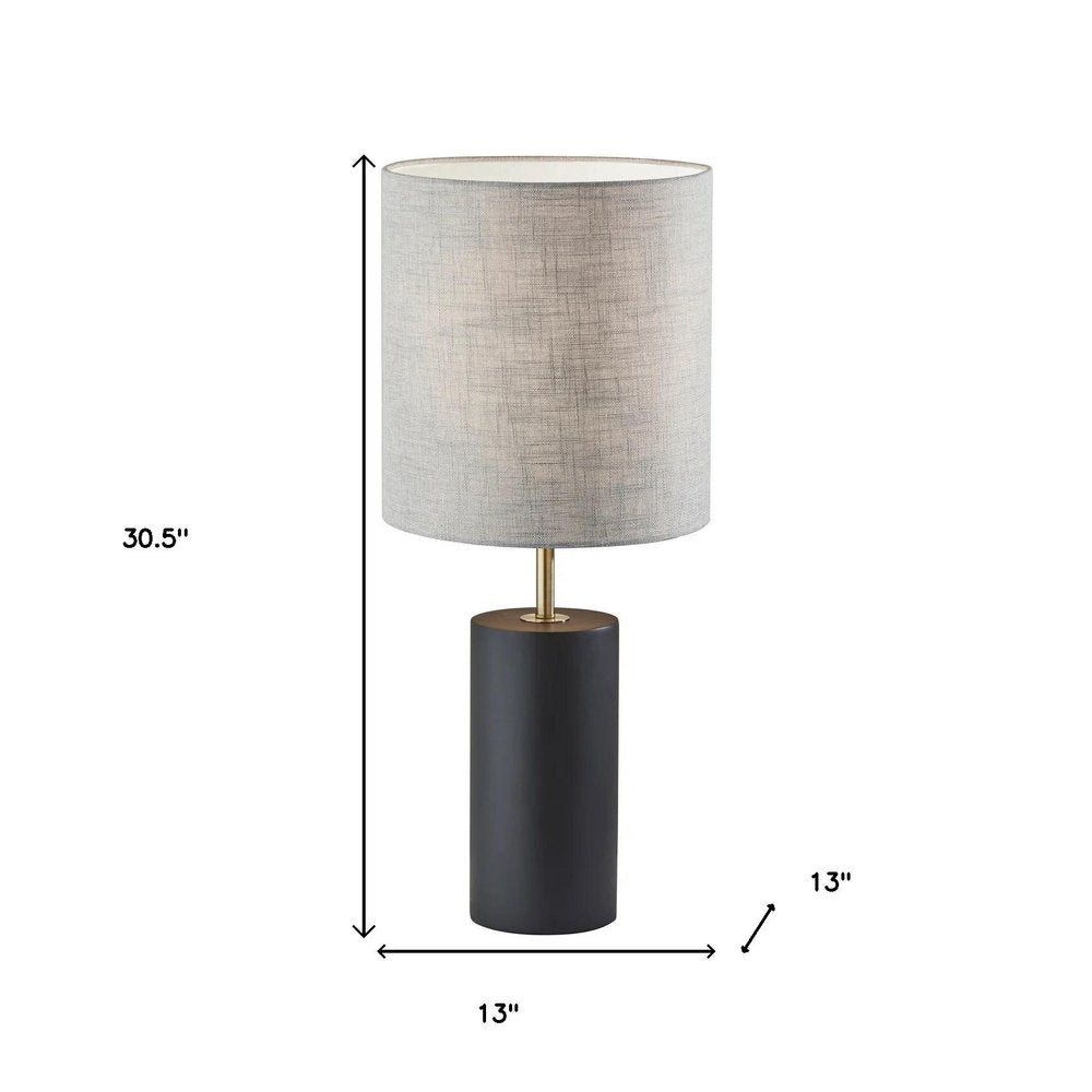Natural Wood Circular Block Table Lamp