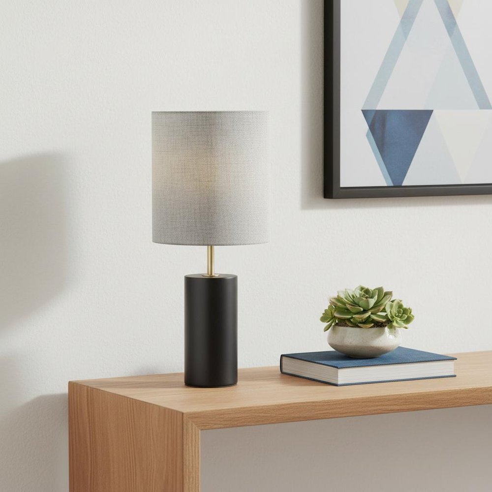 Natural Wood Circular Block Table Lamp