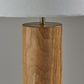 26" Natural Solid Wood Cylinder Table Lamp With White Cone Shade