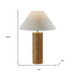 26" Natural Solid Wood Cylinder Table Lamp With White Cone Shade
