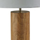 26" Natural Solid Wood Cylinder Table Lamp With White Cone Shade
