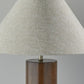26" Natural Solid Wood Cylinder Table Lamp With White Cone Shade