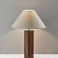26" Natural Solid Wood Cylinder Table Lamp With White Cone Shade