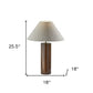 26" Natural Solid Wood Cylinder Table Lamp With White Cone Shade