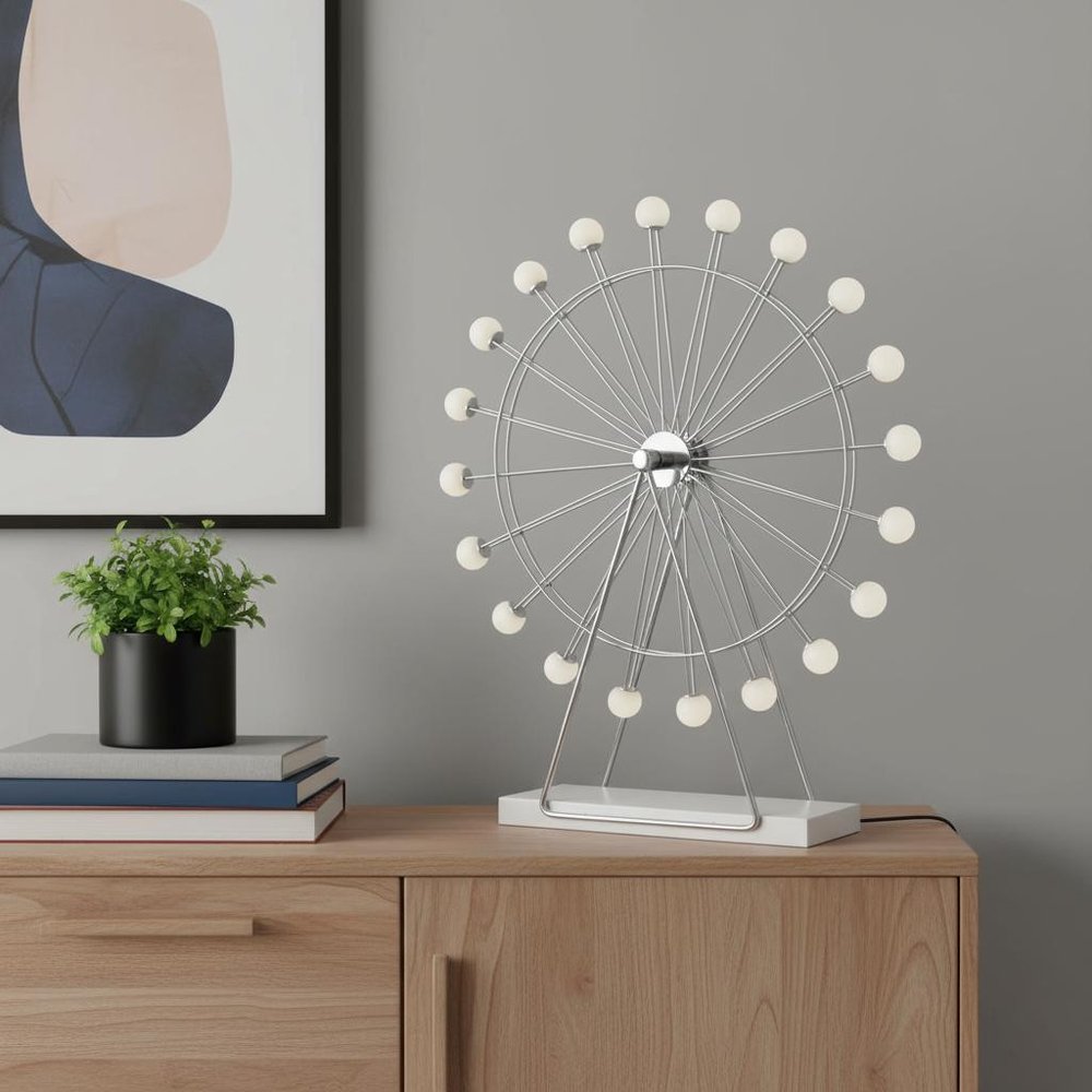 22" Off White Metal Multi Light Bedside LED Table Lamp With Off White Globe Shade