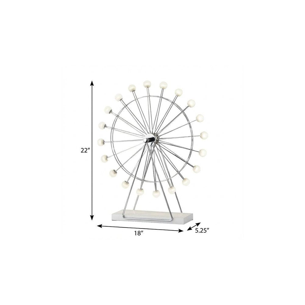 22" Off White Metal Multi Light Bedside LED Table Lamp With Off White Globe Shade