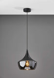 Gnome Smoked Glass Black Metal Pendant Lamp