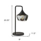 20" Black Metal Table Lamp With Black Metal And Smoked Glass Shade