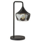 20" Black Metal Table Lamp With Black Metal And Smoked Glass Shade