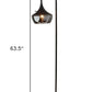 64" Black Task Floor Lamp With Black Glass Bowl Shade