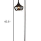 64" Black Task Floor Lamp With Black Glass Bowl Shade