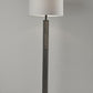 62" Black Wood And Metal Floor Lamp With Light Gray Fabric Drum Shade