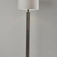 62" Black Wood And Metal Floor Lamp With Light Gray Fabric Drum Shade