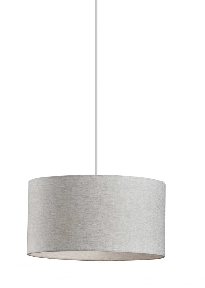 White Fabric Sleek Drum Pendant Lamp