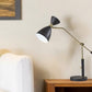 32" Black And Gold Metal Desk Lamp With Cinched Cone Shade