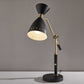 32" Black And Gold Metal Desk Lamp With Cinched Cone Shade