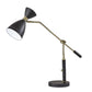 32" Black And Gold Metal Desk Lamp With Cinched Cone Shade