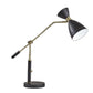32" Black And Gold Metal Desk Lamp With Cinched Cone Shade