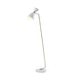 59" Gold And White Task Floor Lamp With White Metal Cone Shade