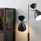 68" Black And Gold Metal Two Light Task Floor Lamp With Black Metal Cone Shade