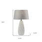 Set of Two 23" White Ceramic Bedside With Gray Drum Shade
