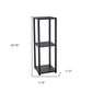 35" Black Solid Wood Square End Table With Two Shelves