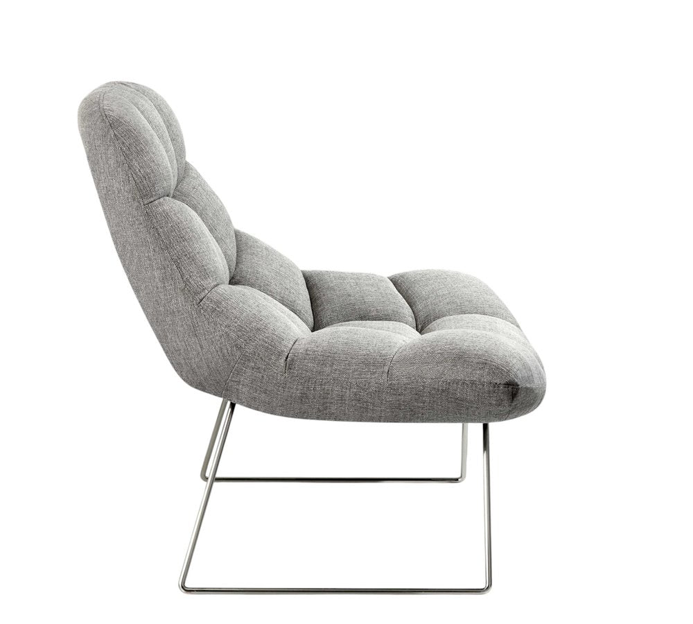 40" Gray and Silver Upholstered Tufted Butterfly Chair