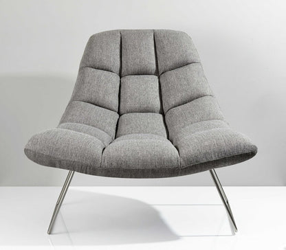40" Gray and Silver Upholstered Tufted Butterfly Chair