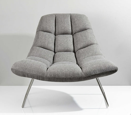 40" Gray and Silver Upholstered Tufted Butterfly Chair