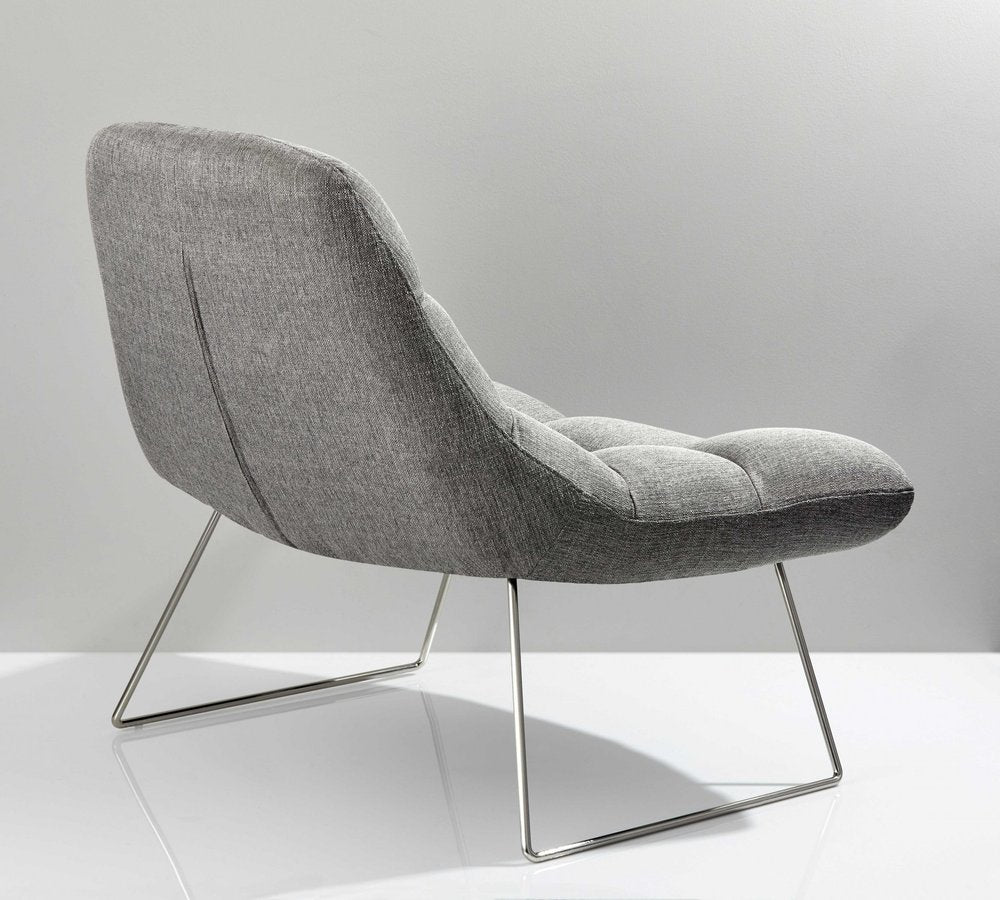 40" Gray and Silver Upholstered Tufted Butterfly Chair