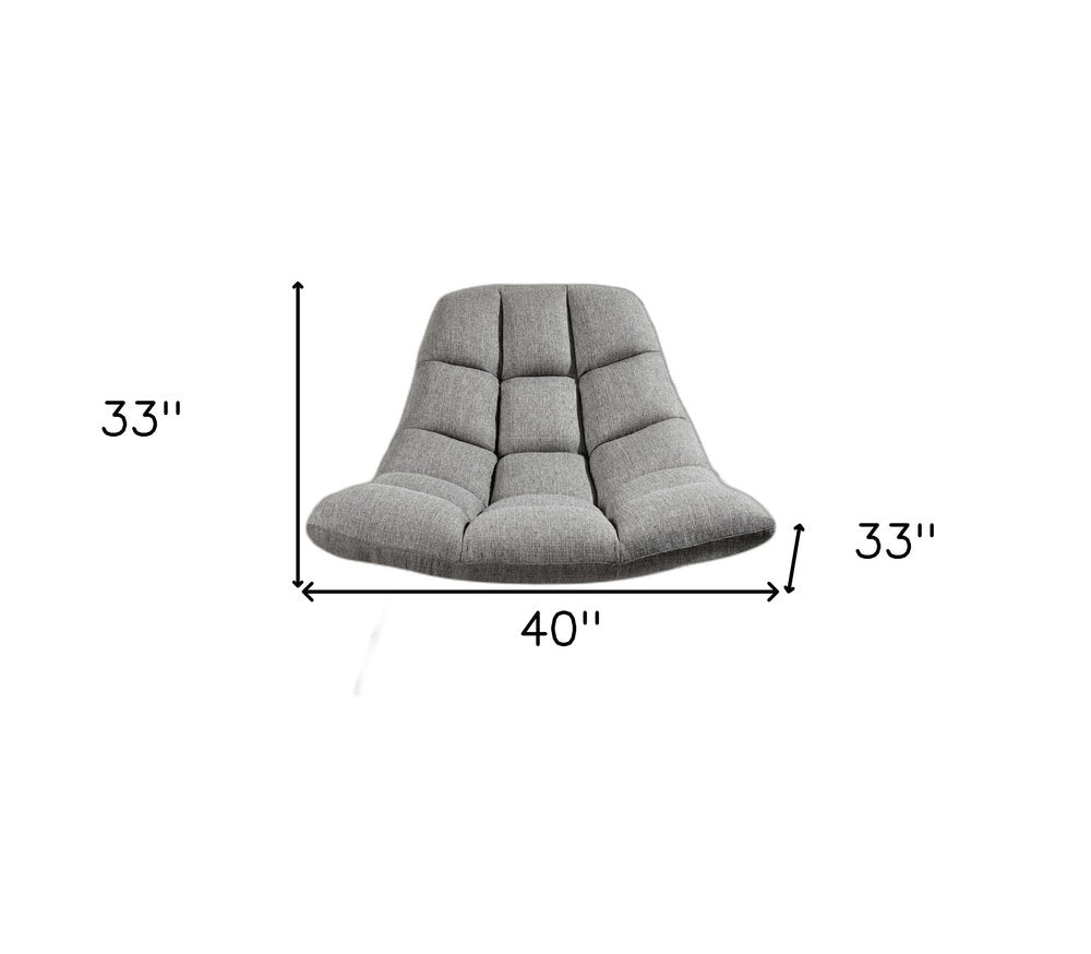 40" Gray and Silver Upholstered Tufted Butterfly Chair