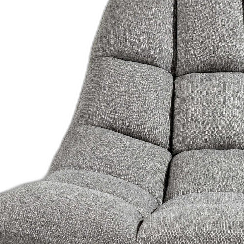 40" Gray and Silver Upholstered Tufted Butterfly Chair