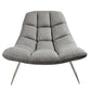 40" Gray and Silver Upholstered Tufted Butterfly Chair
