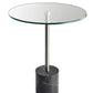 21" Silver And Clear Glass Round End Table