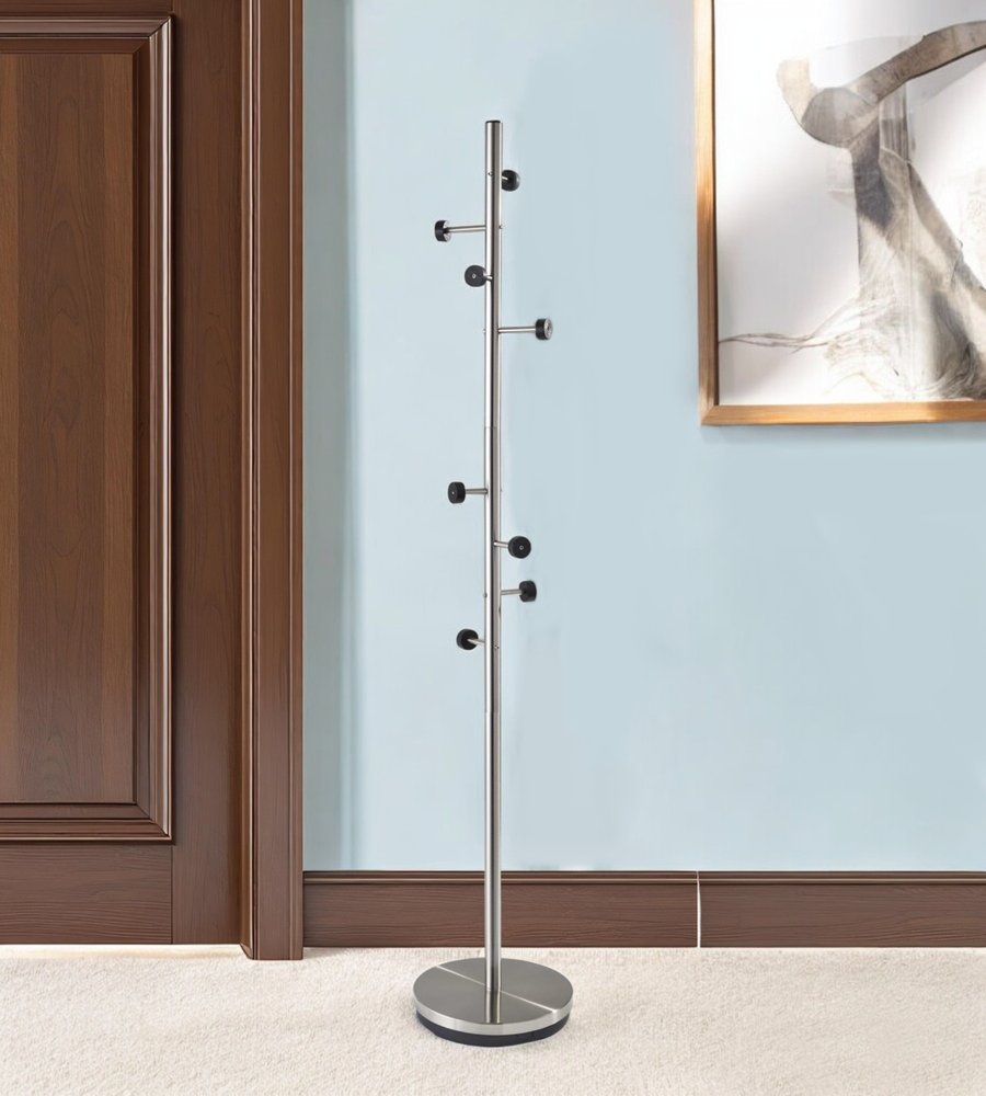 68" Brushed Steel Brushed Steel Coat Rack