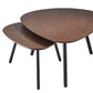 Set of Two Brown And Black Wood And Metal Oval Nested Tables