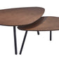 Set of Two Brown And Black Wood And Metal Oval Nested Tables