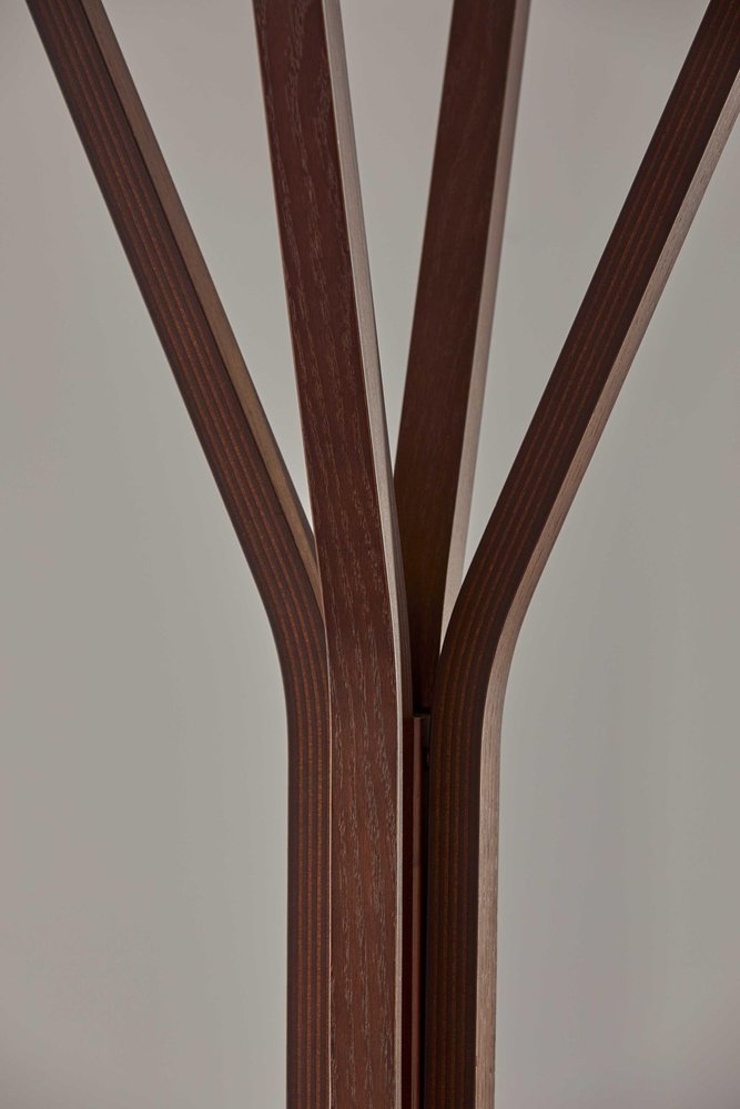 68" Brown Wood Four Hook Freestanding Coat Rack