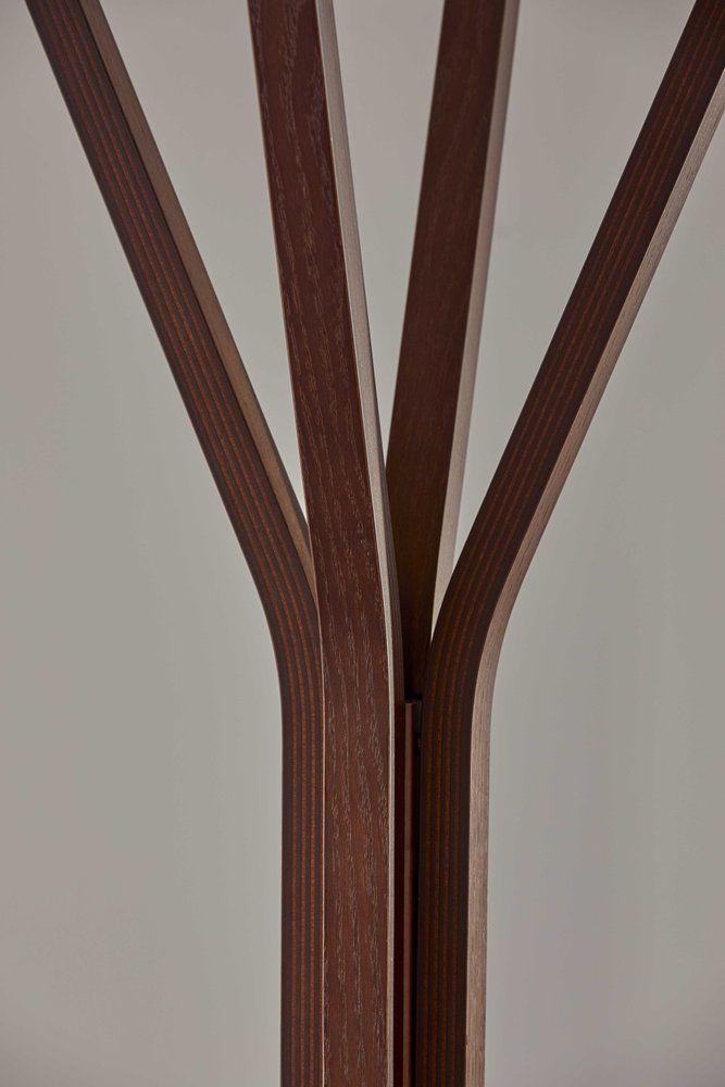 68" Brown Wood Four Hook Freestanding Coat Rack