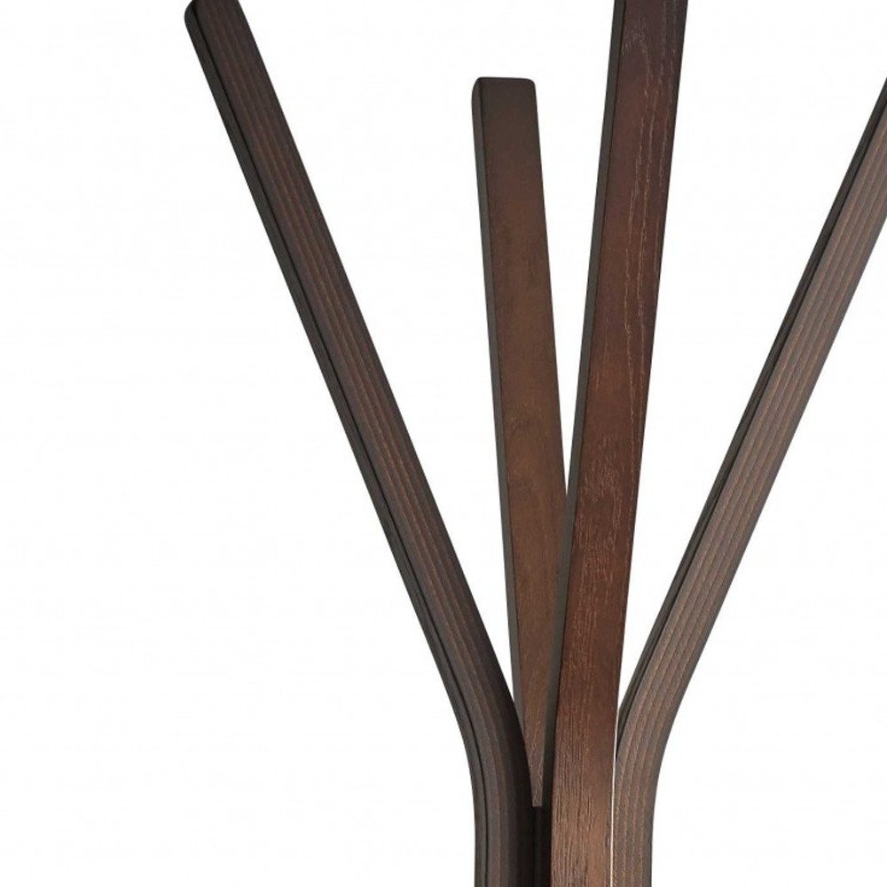 68" Brown Wood Four Hook Freestanding Coat Rack