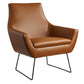 33" Brown and Black Faux Leather Distressed Arm Chair