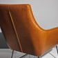 33" Brown and Black Faux Leather Distressed Arm Chair