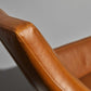 33" Brown and Black Faux Leather Distressed Arm Chair