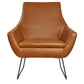 33" Brown and Black Faux Leather Distressed Arm Chair