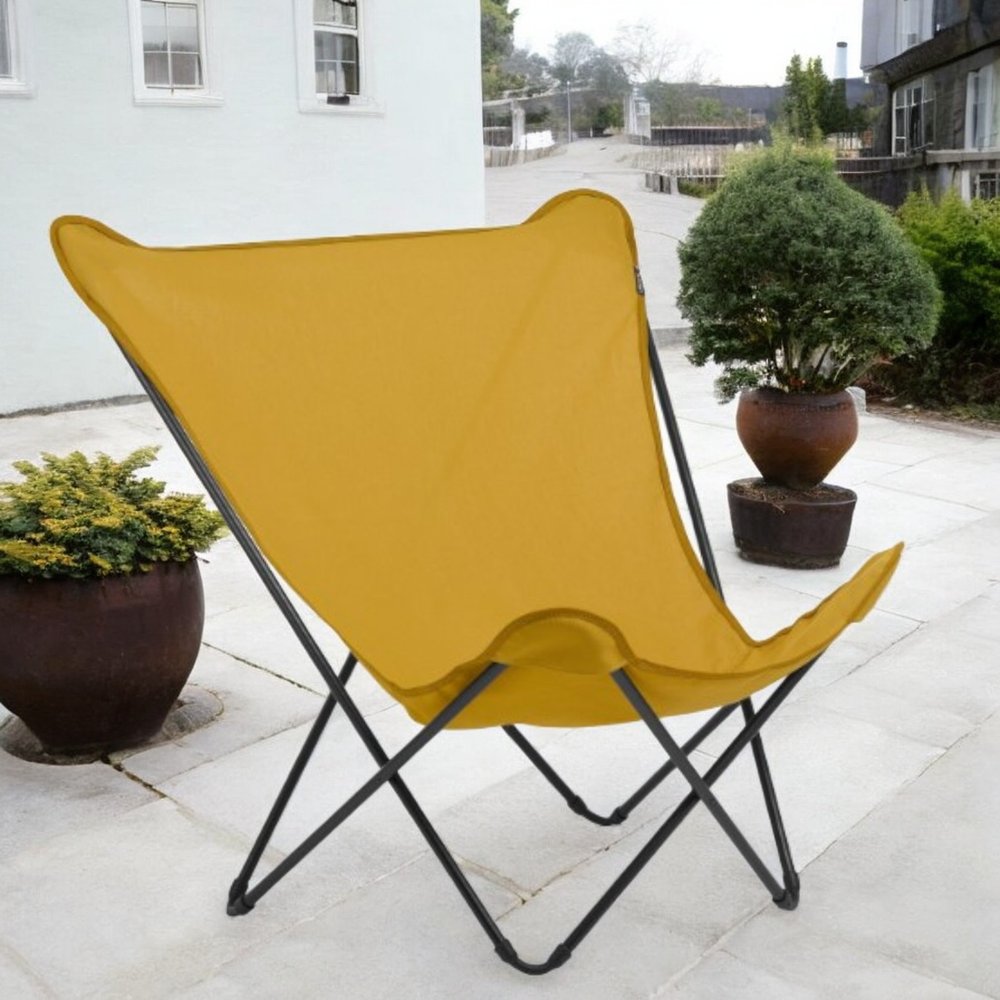 36" Yellow and Stainless Steel Metal Outdoor Camping Chair
