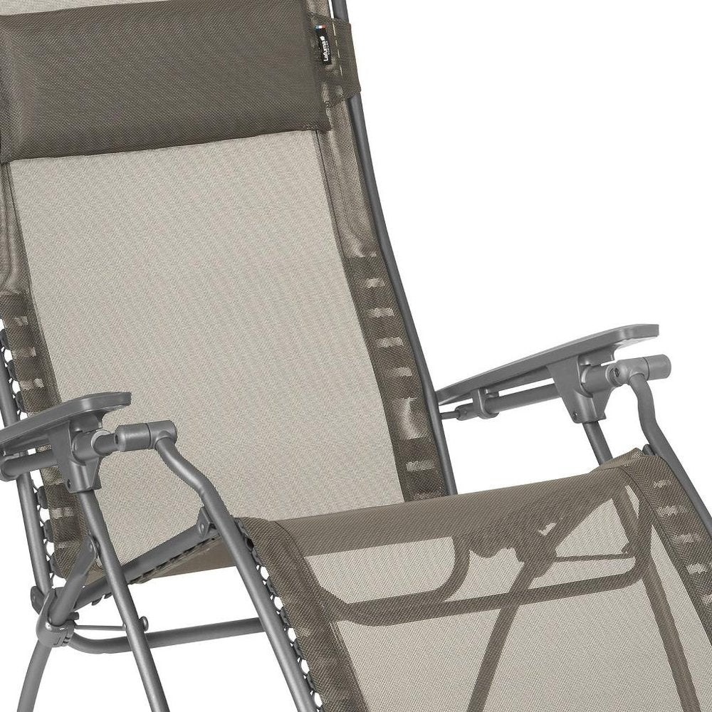 30" Light Gray and Chrome Steel Outdoor Zero Gravity Chair with Light Gray Cushion