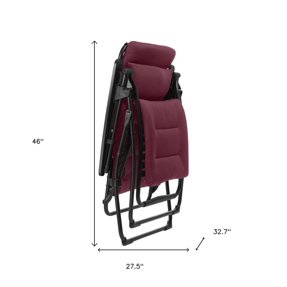 28" Red Steel Outdoor Zero Gravity Chair with Red Cushion