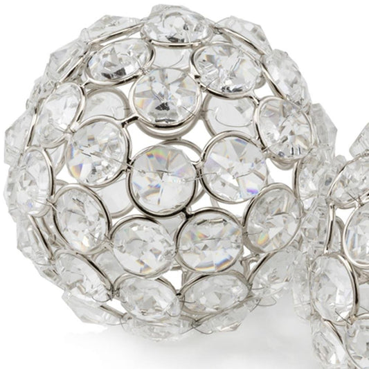 Set Of 2  4" Polished Spheres In Brilliant Shiny Luster Finished And Golden Frame