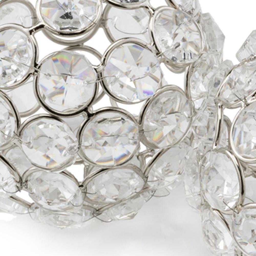 Set of Two Silver And Clear Faux Crystal And Metal Orb Decorative Tabletop Sculptures