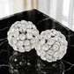 Set of Two Silver And Clear Faux Crystal And Metal Orb Decorative Tabletop Sculptures